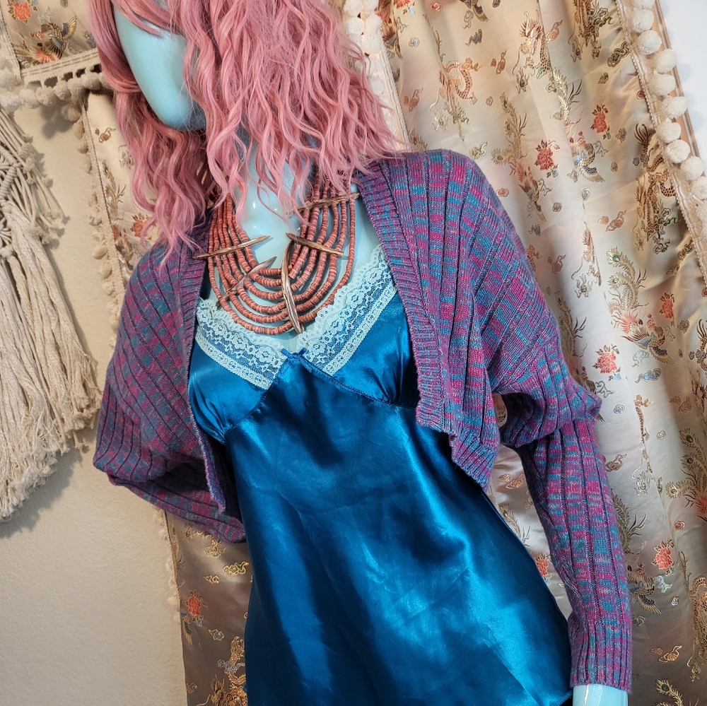 Turquoise And Magenta Sweater Bolero